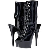 Preto Verniz 15,5 cm DELIGHT-1016 Botinha Feminino Open Toe