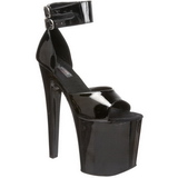 Preto Verniz 20 cm XTREME-875 Plataforma Sapatos Salto Alto