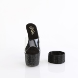 Preto cristal prata 18 cm BEJEWELED-712RS sandálias de tiras no tornozelo