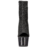 Preto glitter 18 cm ADORE-1018G botinha plataforma salto alto