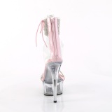 Rosa 15 cm DELIGHT-627RS transparentes plataforma sandálias de tiras no tornozelo