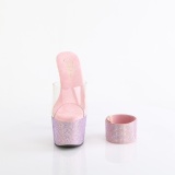 Rosa 18 cm 712RS sandália salto alto de tiras no tornozelo strass plataforma