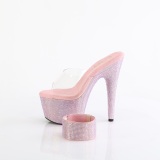 Rosa 18 cm 712RS sandália salto alto de tiras no tornozelo strass plataforma
