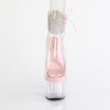 Rosa 18 cm ADORE-791-2RS transparentes plataforma sandálias de tiras no tornozelo