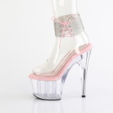 Rosa 18 cm ADORE-791-2RS transparentes plataforma sandálias de tiras no tornozelo