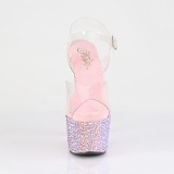 Rosa 18 cm BEJEWELED-708MS sapato salto alto pole dance strass plataforma