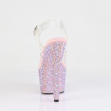 Rosa 18 cm BEJEWELED-708MS sapato salto alto pole dance strass plataforma