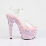 Rosa 18 cm BEJEWELED-708MS sapato salto alto pole dance strass plataforma