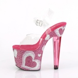 Rosa 18 cm LOVESICK-708HEART Pedras Strass calçados femininos salto alto