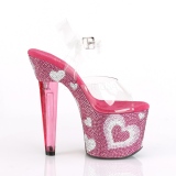 Rosa 18 cm LOVESICK-708HEART Pedras Strass calçados femininos salto alto