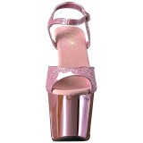Rosa 18 cm Pleaser REVOLVER-709G Saltos Altos Cromo Plataforma