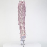 Rosa 18 cm pole dance exotic overknee botas com franjas strass