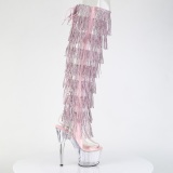 Rosa 18 cm pole dance exotic overknee botas com franjas strass