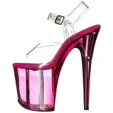 Rosa 20 cm FLAMINGO-808T Acrílico Plataforma Sandálias Salto Agulha