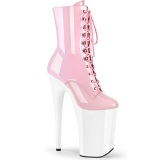 Rosa Envernizado 23 cm INFINITY-10202 botinhas pleaser com plataforma