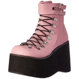Rosa Imitação Couro 11,5 cm KERA-21 botinha lolita com salto cunha