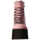 Rosa Imitação Couro 11,5 cm KERA-21 botinha lolita com salto cunha