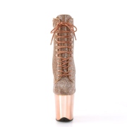Rosa Ouro strass 20 cm FLAMINGO-1020CHRS botinha salto alto pleaser