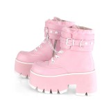 Rosa Vegan 9 cm ASHES-57 lolita botinha com salto grosso plataforma