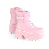 Rosa Vegan 9 cm ASHES-57 lolita botinha com salto grosso plataforma