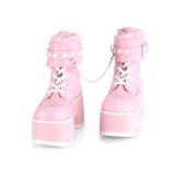 Rosa Vegan 9 cm ASHES-57 lolita botinha com salto grosso plataforma
