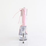 Rosa cristal prata 15 cm DELIGHT-624RS sandálias de tiras no tornozelo