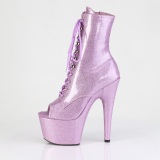 Rosa glitter 18 cm peep toe botinha salto alto pleaser