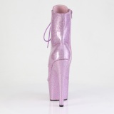 Rosa glitter 18 cm peep toe botinha salto alto pleaser