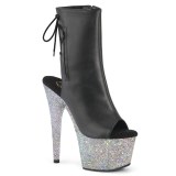 Strass 18 cm ADORE-1018LG plataforma botins aberto na frente preto