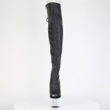 Strass Preto 18 cm PEEP TOE botas altas de salto alto com ataduras