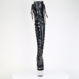 Strass Preto 18 cm open toe botas altas de salto alto com ataduras