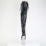 Strass Preto 18 cm open toe botas altas de salto alto com ataduras
