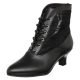 Tecido de renda 5 cm DAME-05 Botinha vitorianas com salto vintage preto