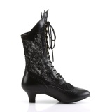 Tecido de renda 5 cm DAME-115 Botinha vitorianas com salto vintage preto