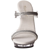 Transparente 13 cm LIP-102-2 Mules Saltos Altos Pedra Cristal