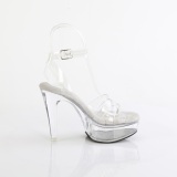 Transparente 13 cm MARTINI-505 Branco plataforma sandálias salto alto mulher