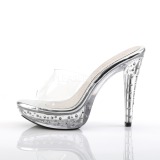 Transparente 14 cm COCKTAIL-501SDT Tamancos Strass Altos