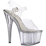 Transparente 18 cm ADORE-708MMG glitter plataforma salto alto mulher