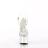 Transparente 18 cm ESTEEM-708 plataforma sandálias de saltos pole dance prata