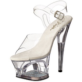 Transparente 18 cm Pleaser MOON-708DM Plataforma Salto Agulha