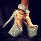 Transparente Strass 20 cm BEJEWELED-812RS Plataforma Sandálias Salto Agulha