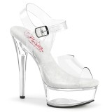 Transparentes plataforma 15 cm EXCITE-608 sandália salto alto pleaser