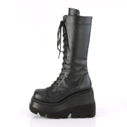 Vegan 11,5 cm SHAKER-72 gotico bota com cadarço plataforma preto