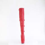 Vegan 15 cm DELIGHT-3018 botas longas acima do joelho com fivelas vermelho
