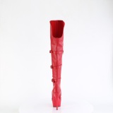 Vegan 15 cm DELIGHT-3018 botas longas acima do joelho com fivelas vermelho