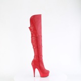 Vegan 15 cm DELIGHT-3018 botas longas acima do joelho com fivelas vermelho