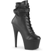 Vegan 18 cm ADORE Botas de tornozelo plataforma com cadarco preto