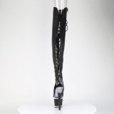 Vegan 18 cm SPECTATOR-3030 botas longas acima do joelho dedo aberto com cadarco preto