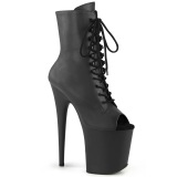 Vegan 20 cm FLAMINGO-1021 plataforma botins aberto na frente preto
