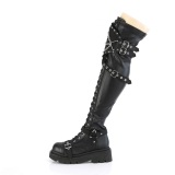 Vegan 6,5 cm RENEGADE-320 botas longas acima do joelho combate com fivelas